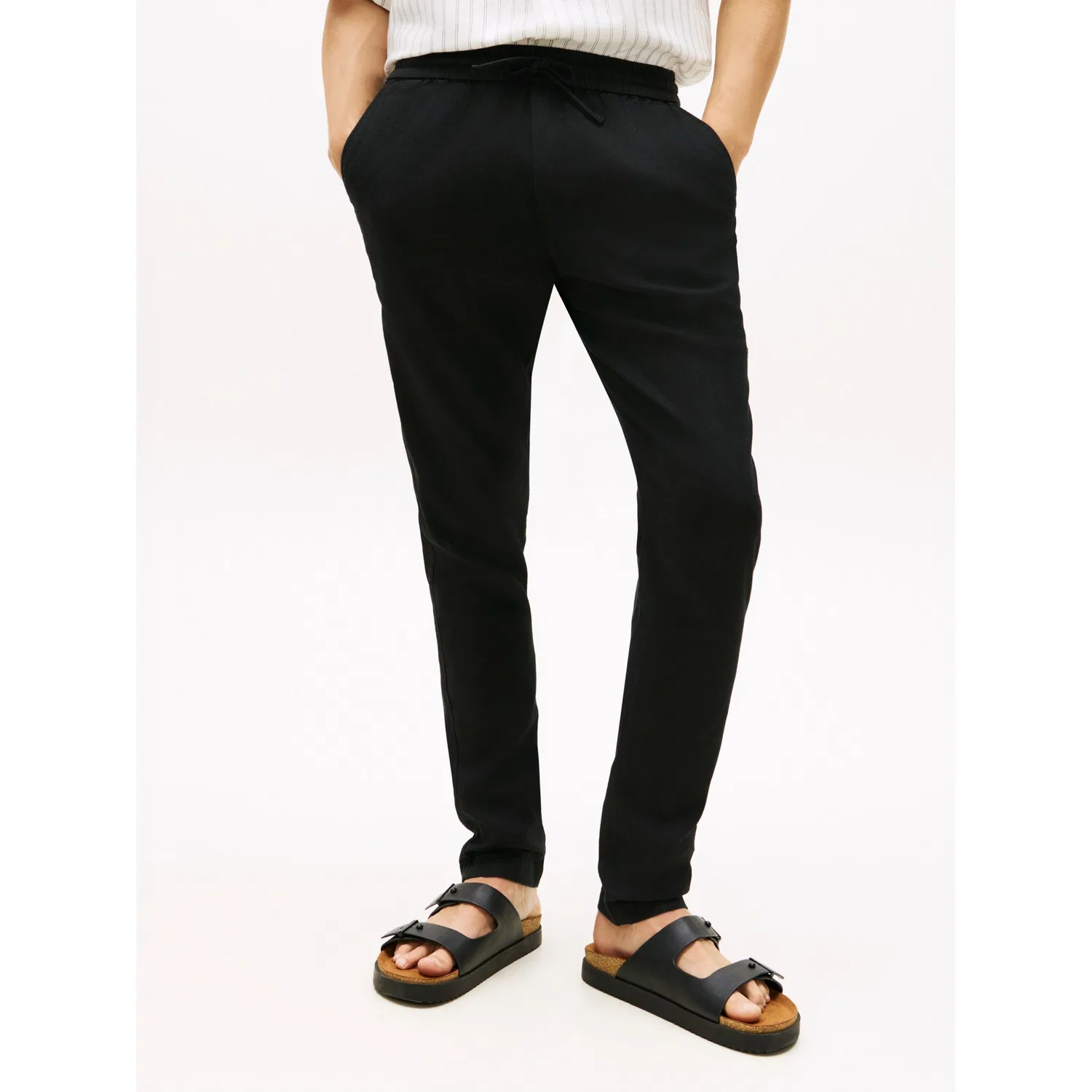 Мужские чиносы зауженного кроя из льняной смеси Tommy Hilfiger, Black