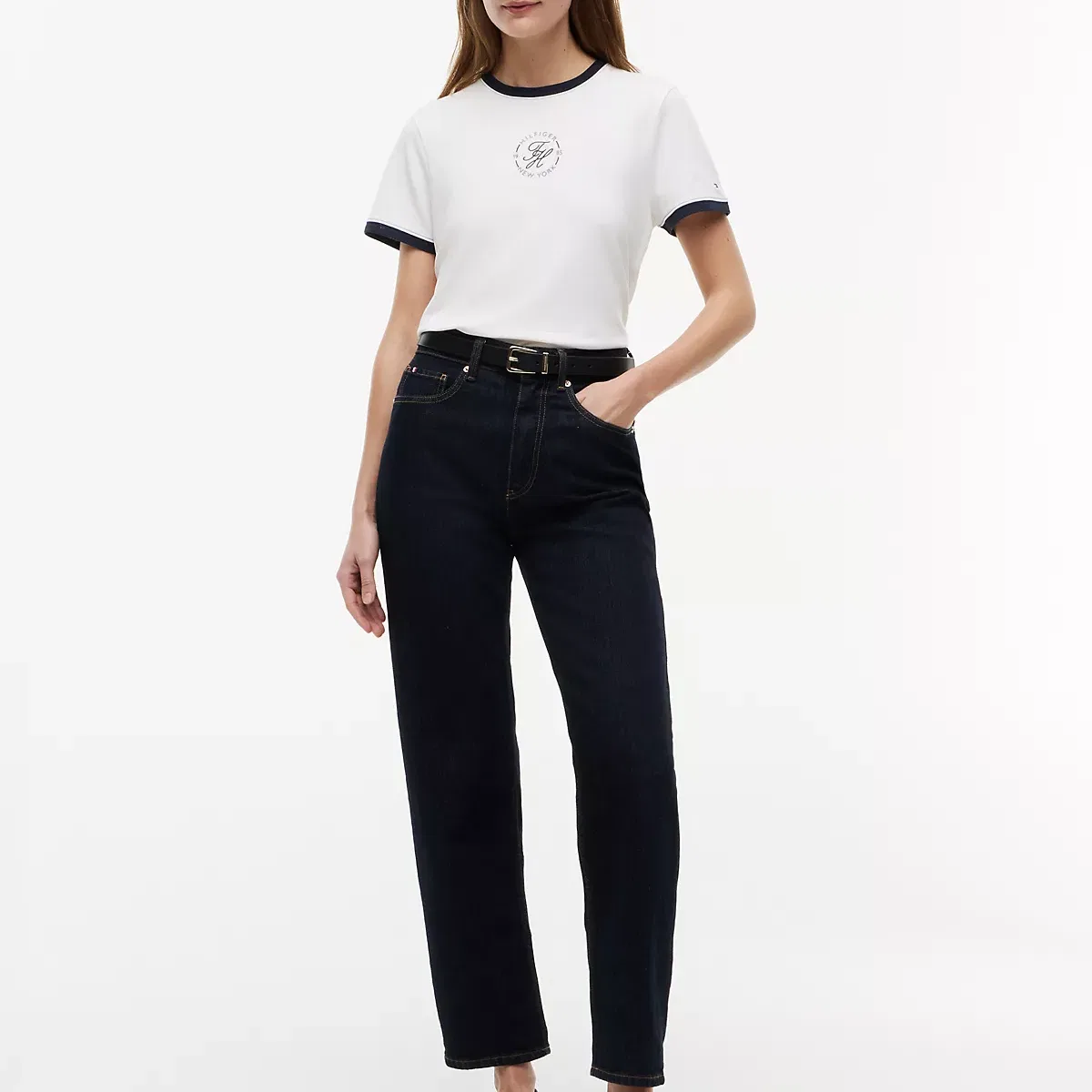 Женская футболка с круглым вырезом Tommy Hilfiger, White Ybl — фото 3