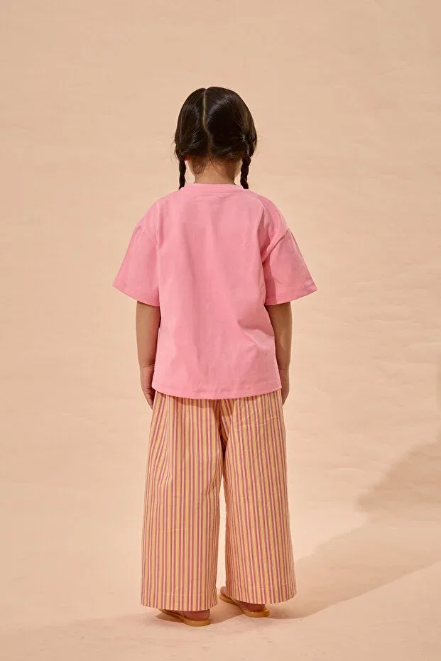 Детская футболка оверсайз с принтом Fahhar Kids, Pink — фото 3