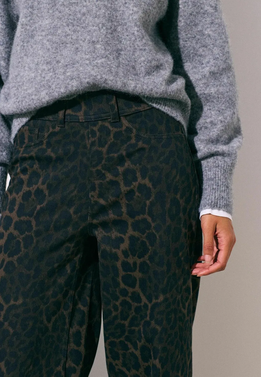 Укороченный крой - джинсы с широкими штанинами - широкие штанины Next, Leopard — фото 3