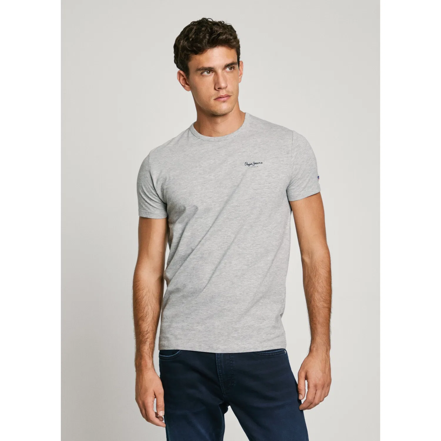 Детская хлопковая футболка с логотипом Pepe Jeans, Grey Marl