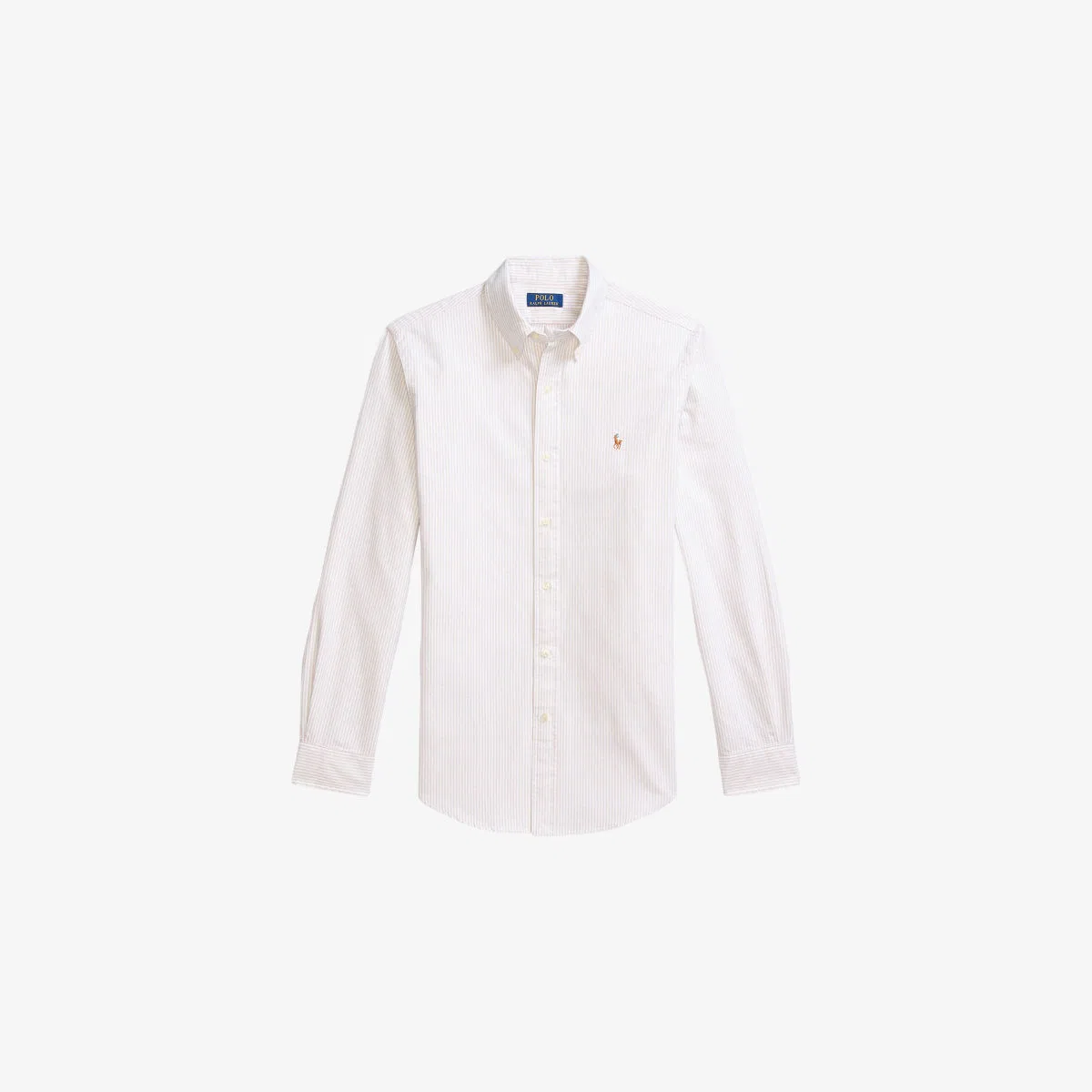 Рубашка-оксфорд из хлопка в полоску Polo Ralph Lauren, бежевый/белый