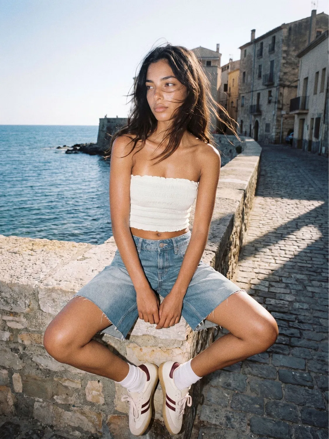 Топ бандо Superdry White Smocked Jersey