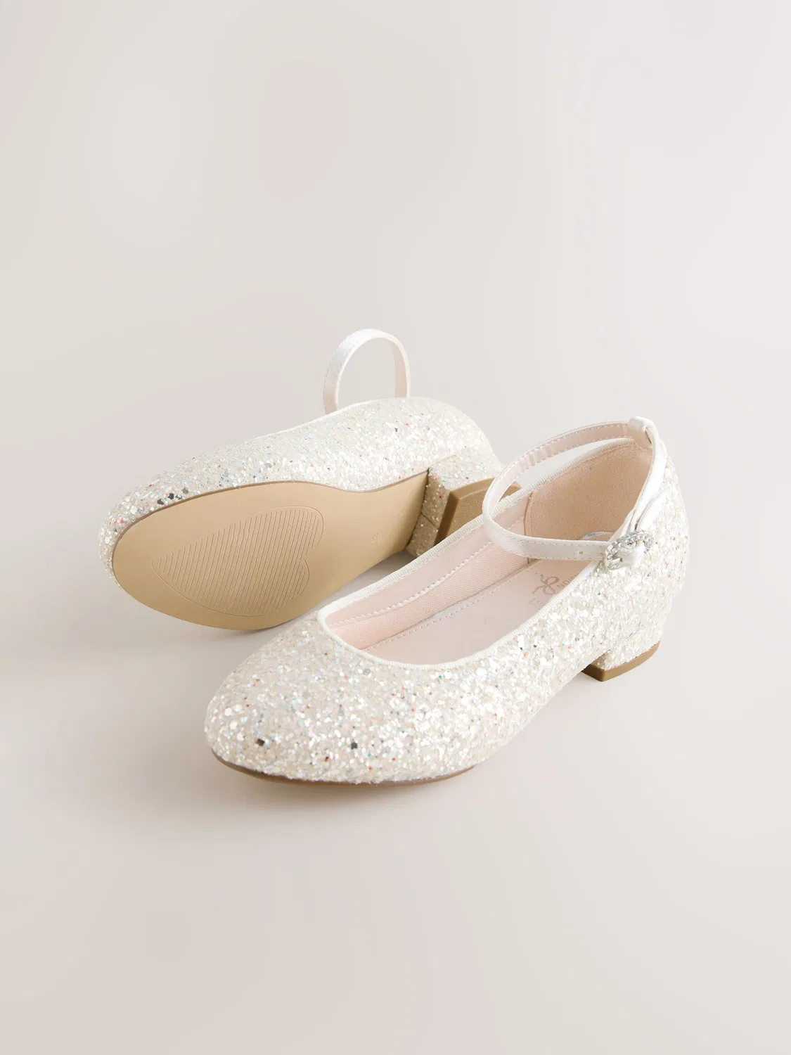 Туфли Мэри Джейн на каблуке с блестками Next, цвет Ivory Glitter — фото 3