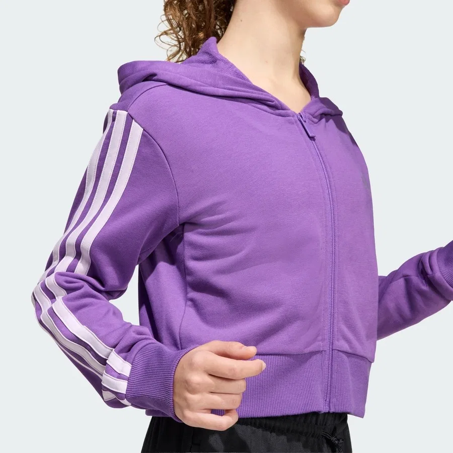 Детский худи с капюшоном на молнии Essentials Full-Zip Hoodie adidas, Розово-белый — фото 4