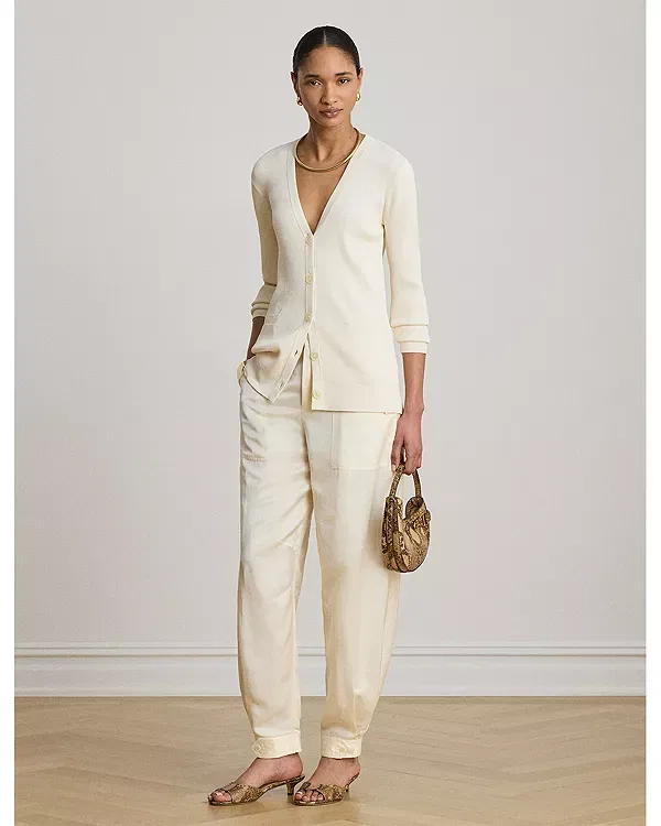 Женские брюки карго из шантунга Ralph Lauren, Winter Cream — фото 2