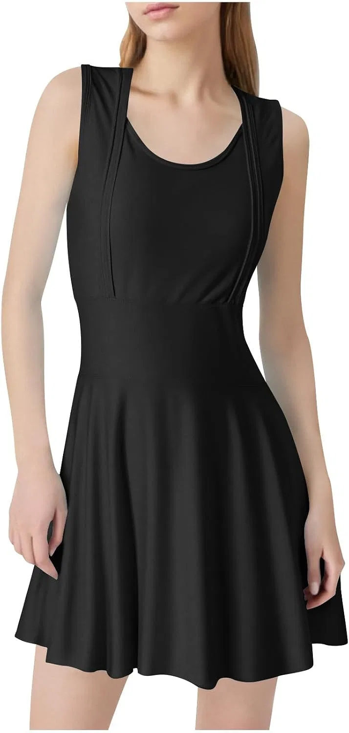 Женское скромное платье для плавания с утягивающим эффектом Athletic Swimsuits, Black