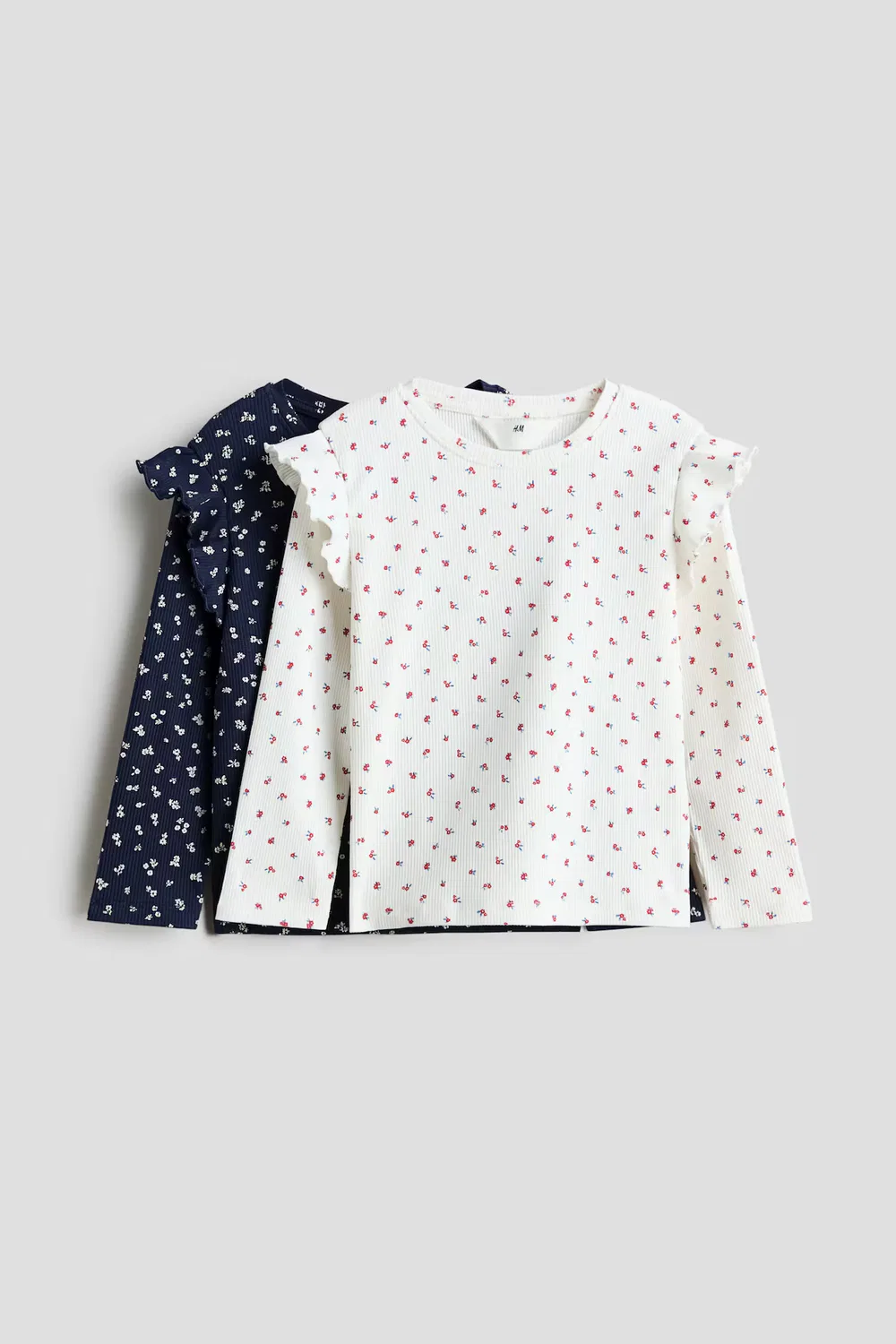 Комплект из двух рубашек с оборками H&M, Marineblau/Geblümt