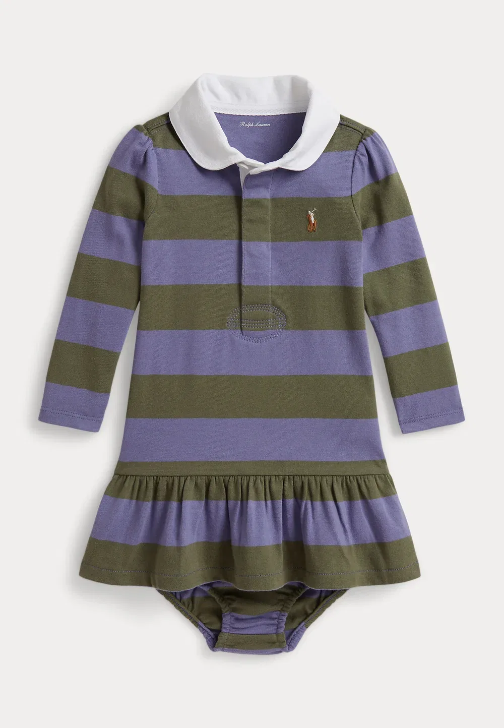 Полосатое хлопковое платье для регби и панталоны - трикотажное платье Polo Ralph Lauren, Summer Purple Multi
