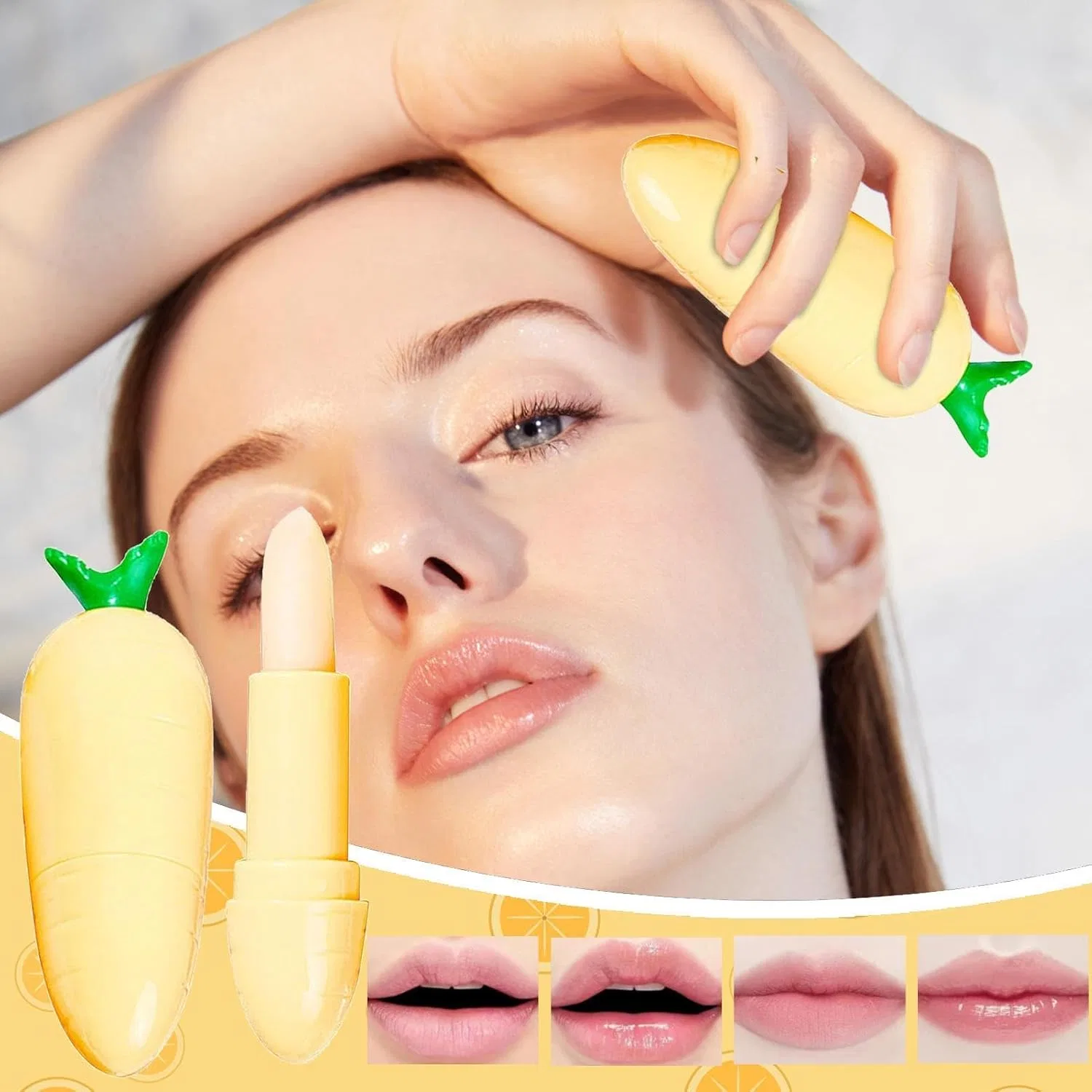 Увлажняющий бальзам для губ Gloss Care Stick, 15 мл, с морковным дизайном, аромат меда Generisch — фото 3