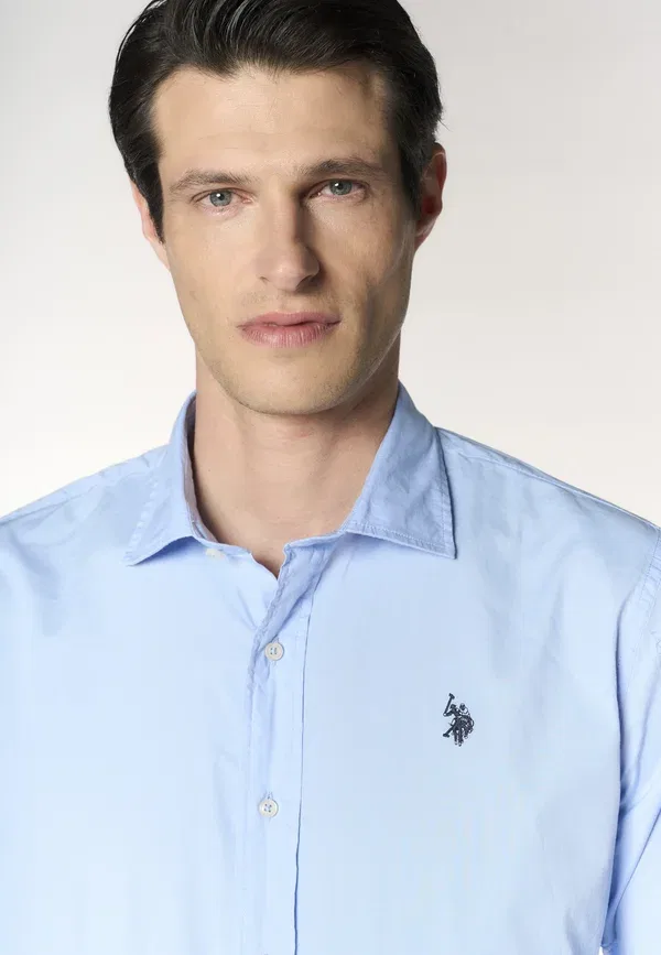Рубашка хлопковая с эластаном Shirt U.S. Polo Assn., Blu, синий — фото 4