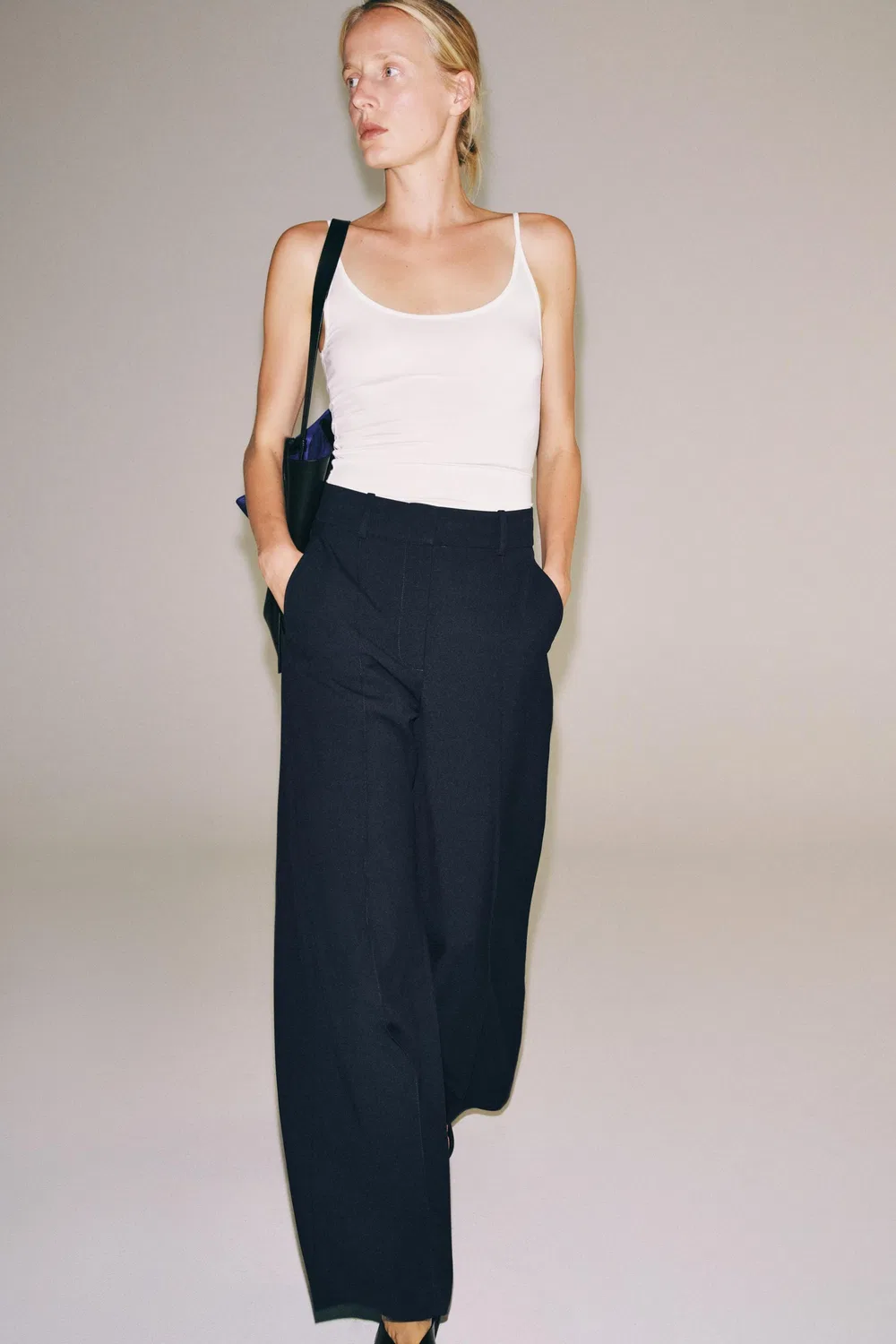 Брюки с широкими штанинами из коллекции ZW ZARA, Navy blue — фото 4