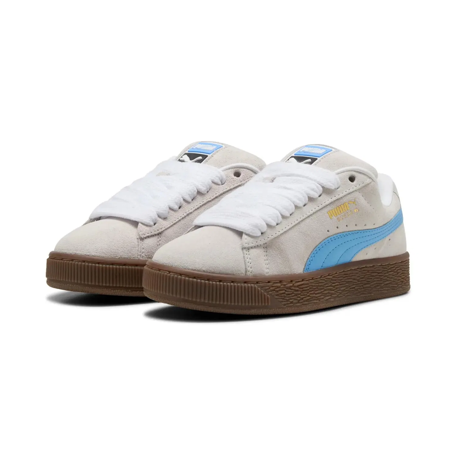 Детские кроссовки с увеличенной подошвой Suede XL Puma, Weiss Gletscherblau — фото 2