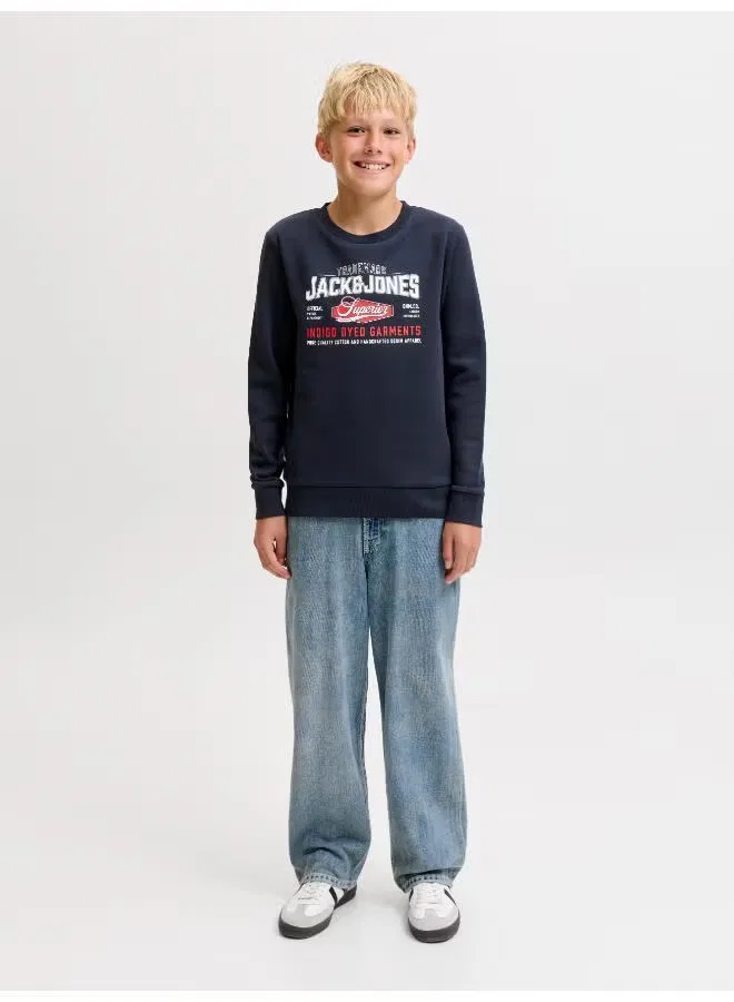 Свитшот с принтом для мальчиков Jack & Jones Junior, темно-синий — фото 4