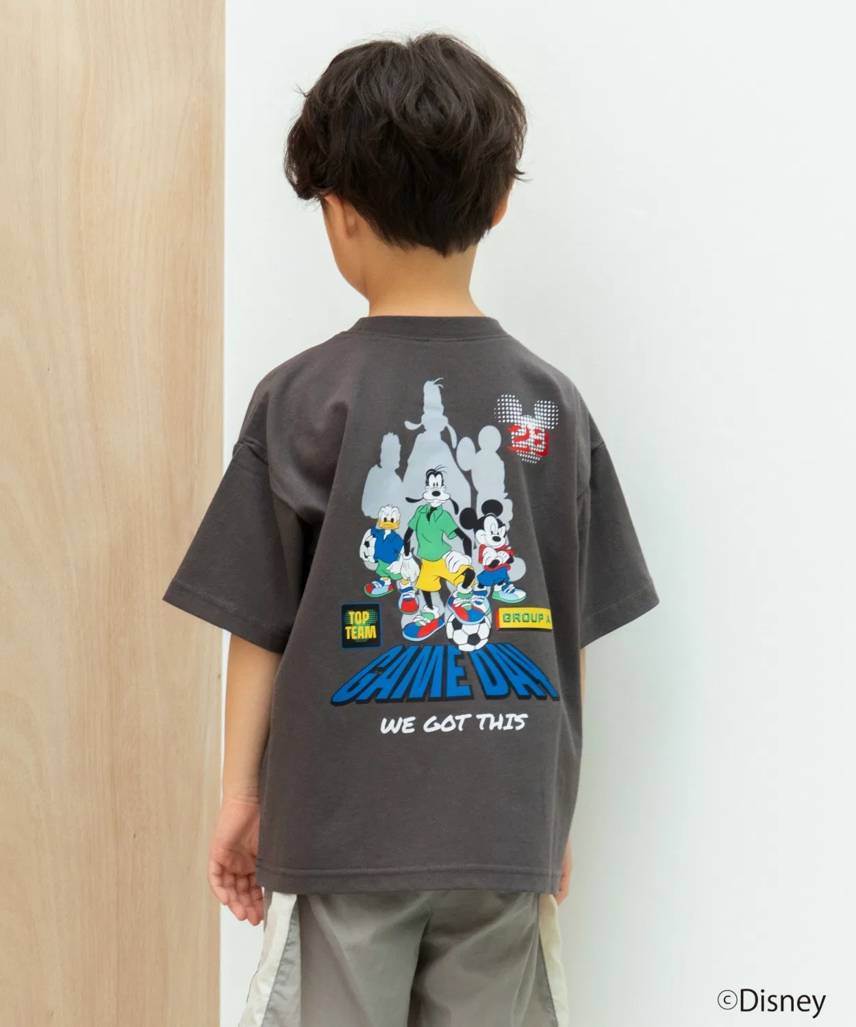 Детская футболка с коротким рукавом с принтом Football Mickey Mouse and D. petit main, Charcoal