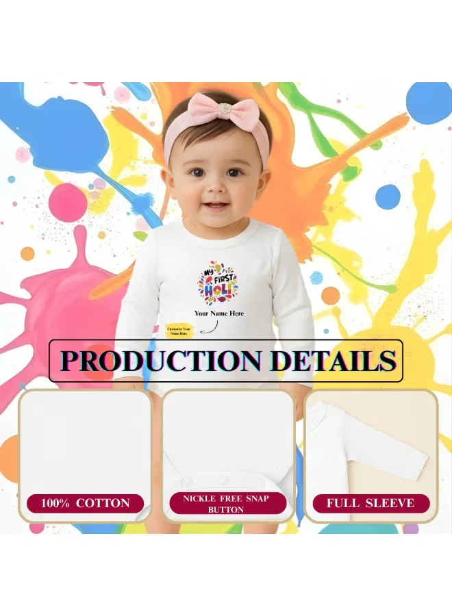 Боди-комбинезон с длинным рукавом My 1st Holi Printshop4Me, белый — фото 3