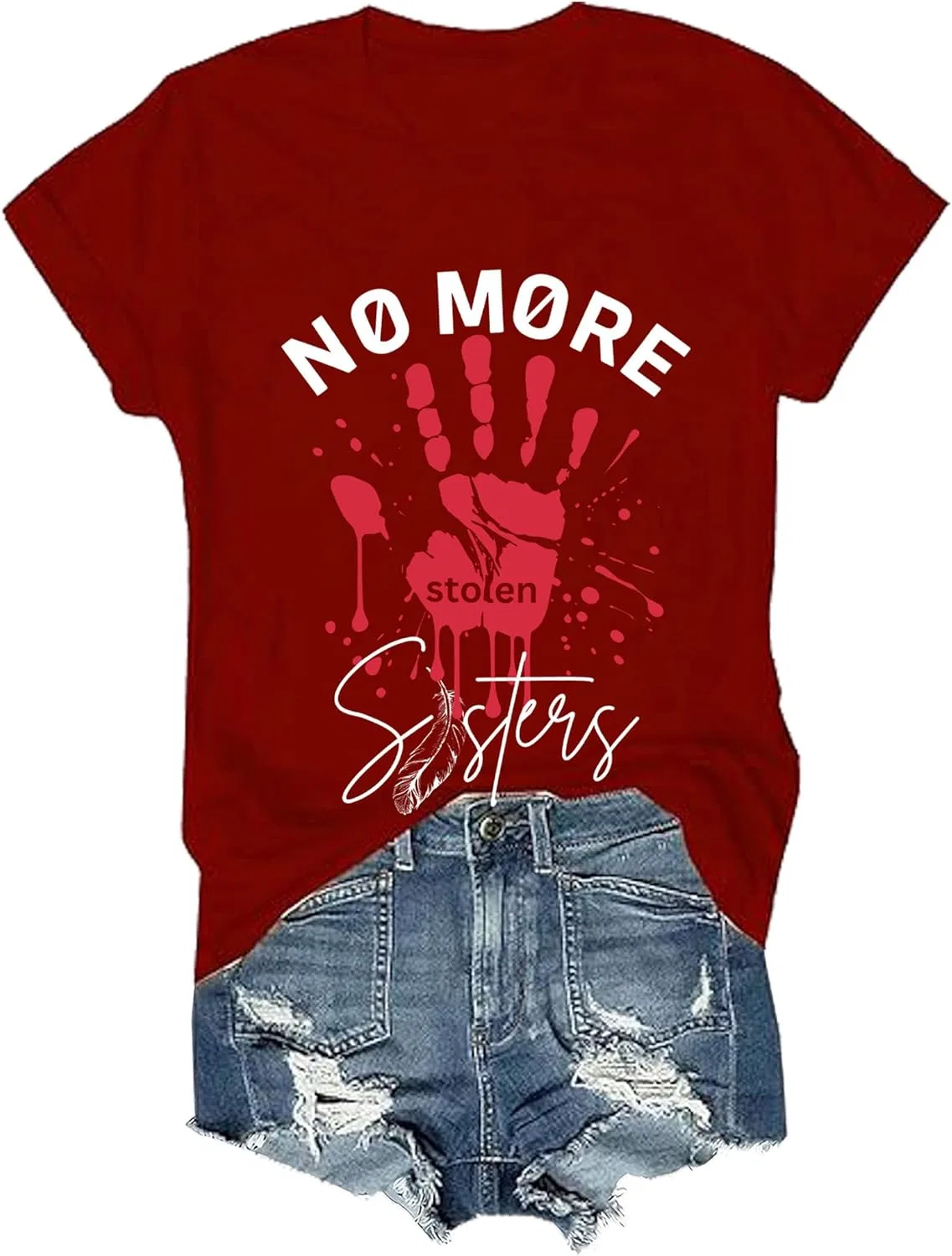Футболка с принтом No More Stolen Sisters, Claret-y
