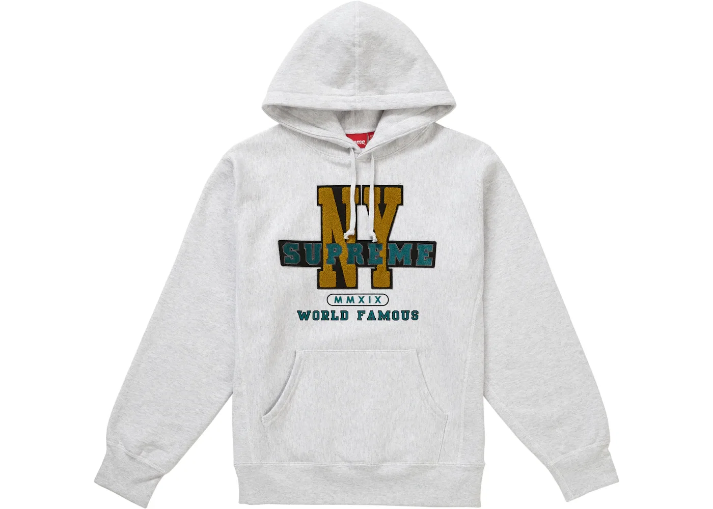 Мужской свитшот с капюшоном Supreme Hooded Sweatshirt, Ash Grey