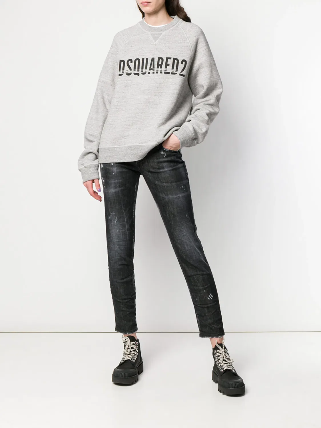 DSQUARED2 Свитшот с логотипом, серый — фото 2