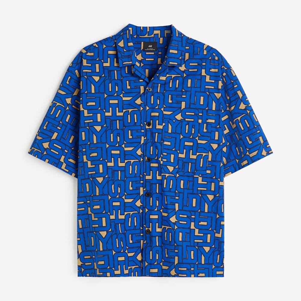 

Рубашка H&M Oversized Fit Patterned Resort, синий