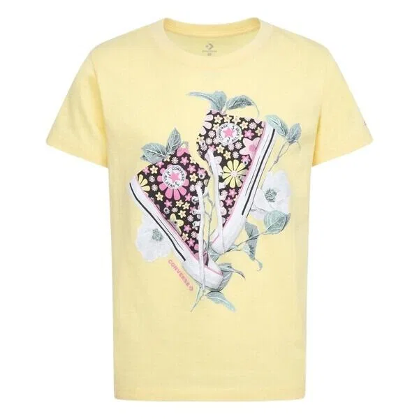 Детская футболка с принтом Floral Sneaker Converse, Yellow