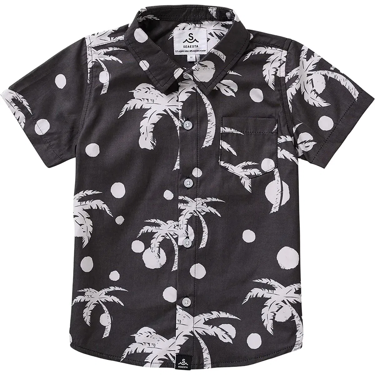Детская рубашка с принтом Palm Tree Polka Dots Button Up Shirt Seaesta Surf, Charcoal
