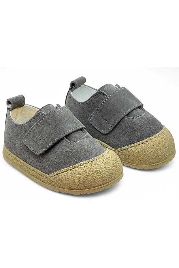 Детские повседневные кожаные туфли для мальчиков на липучке Happy Walk, Gray