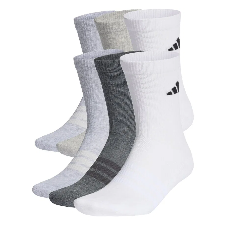 Спортивные носки ADIDAS PERFORMANCE 'CUSHIONED CREW 6 PAIR PACK' в светло-сером, пятнисто-сером и белом цветах