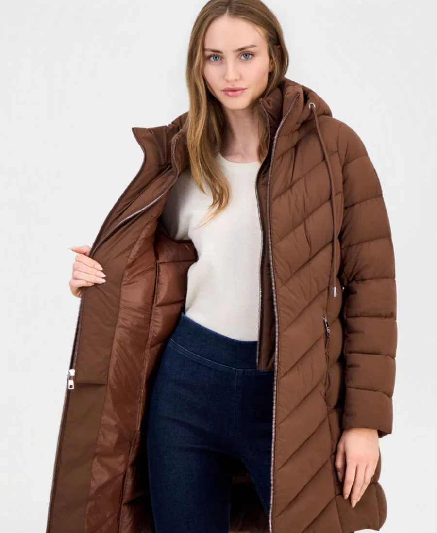 Пуховик с капюшоном и съемным воротником Calvin Klein, Cacao — фото 4