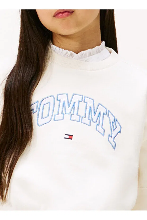 Детские свитшот для девочек хлопковый Tommy Hilfiger, Ecru — фото 3