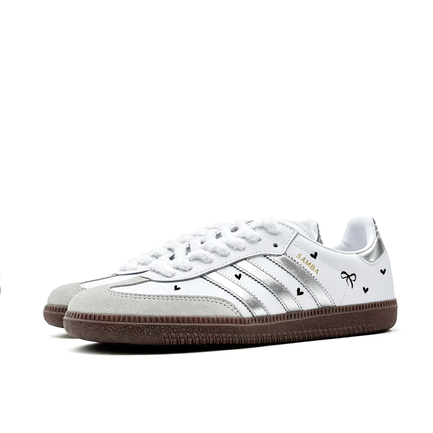 Детские кроссовки для скейтбординга с принтом SAMBA OG Adidas Originals, Silver — фото 4