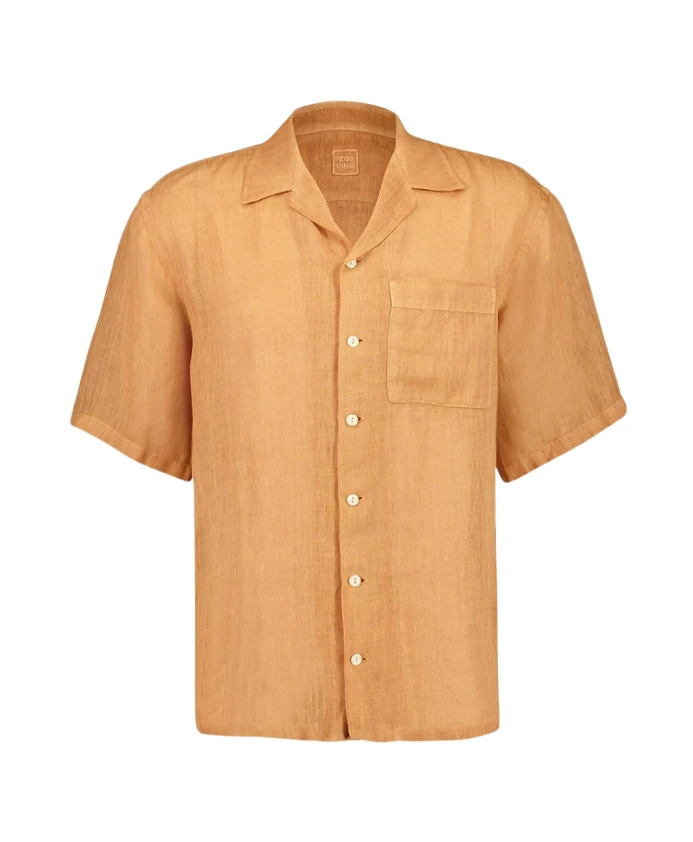 

Мягкая, выцветшая льняная рубашка абрикосового цвета. 120% Lino, оранжевый