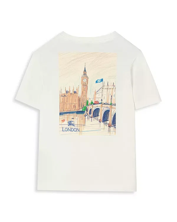 Детская футболка для мальчиков хлопковая London Bear Cotton Tee Burberry, Chalk White — фото 2