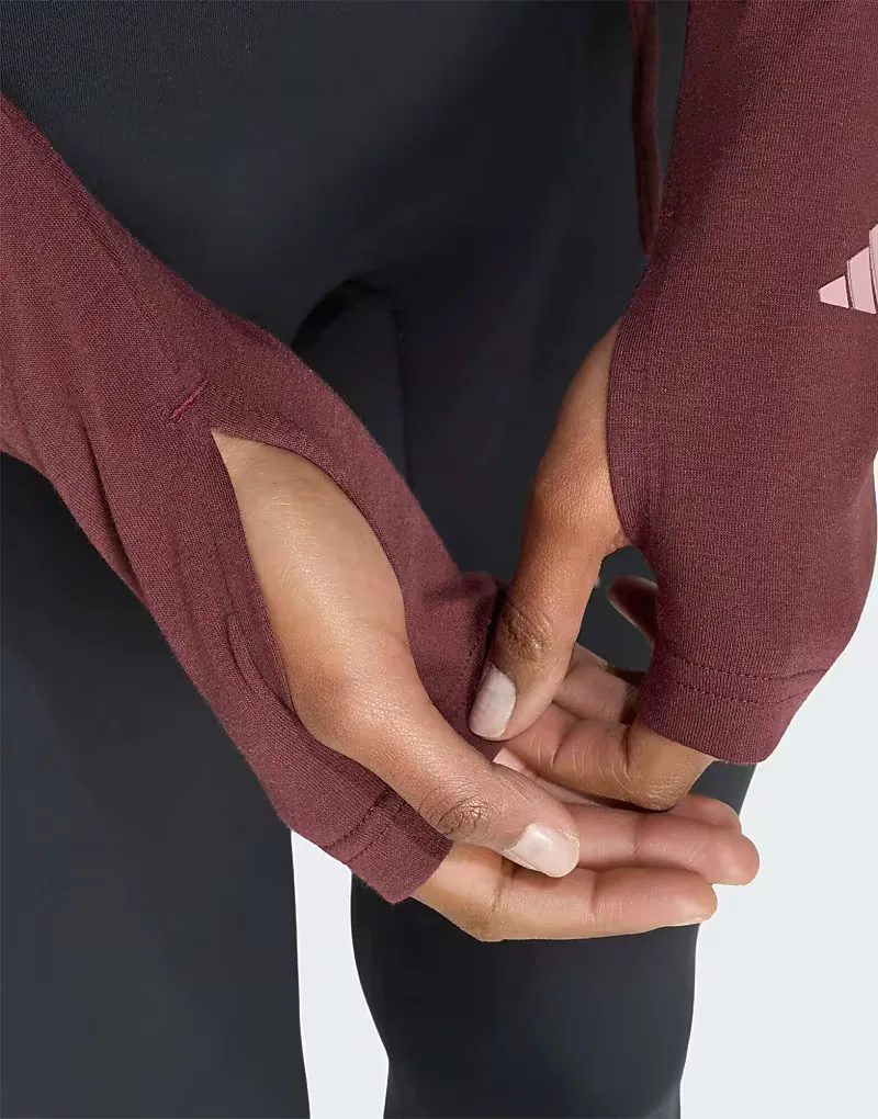 Топ-балетка Adidas performance 3-stripes studio soft ballet wrap top в цвете Aurora Ruby — фото 4