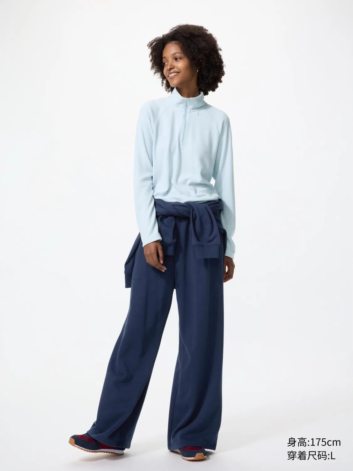 Толстовка с полумолнией и начесом HEATTECH Uniqlo, светло-синий — фото 2