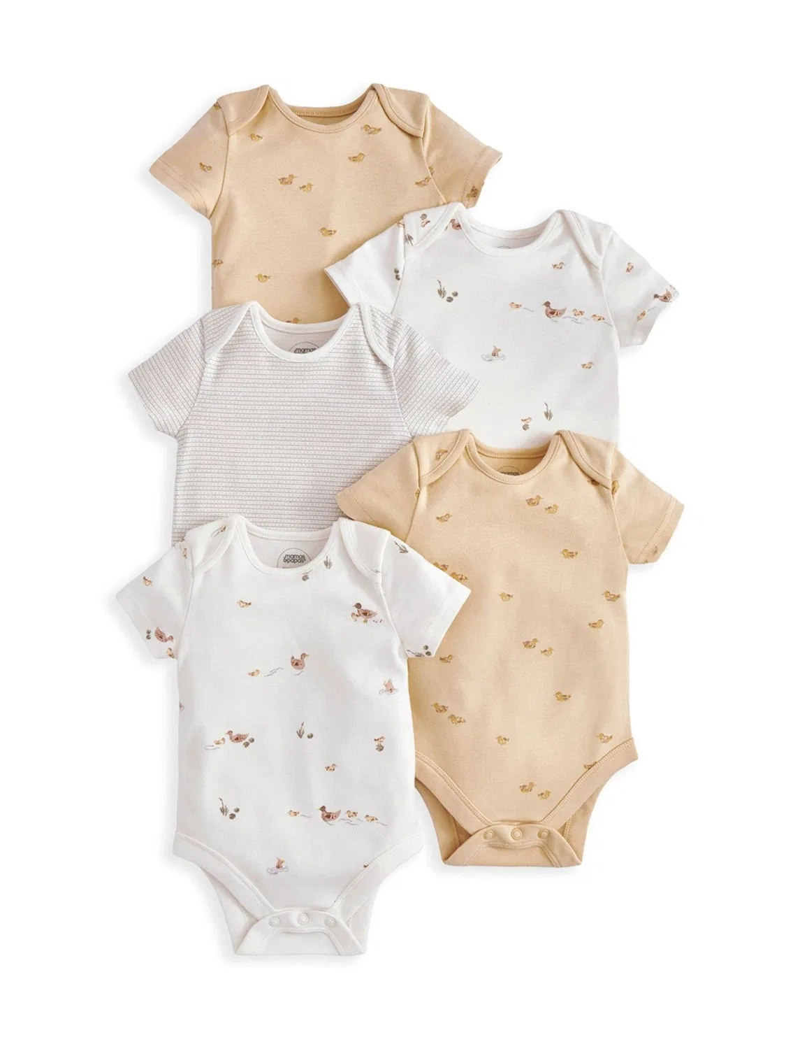Боди с коротким рукавом, набор 5 шт, Duckling Mamas & Papas, кремовый — фото 2