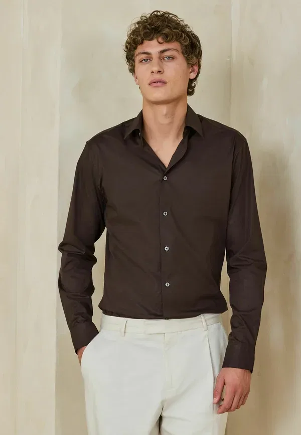 Рубашка хлопковая Formal shirt Next, chocolate brown, коричневый/шоколадный — фото 2