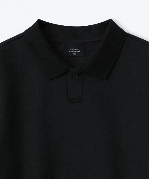 Детский свитшот с длинным рукавомOversize с воротником MUSINSA STANDARD KIDS, Black — фото 4