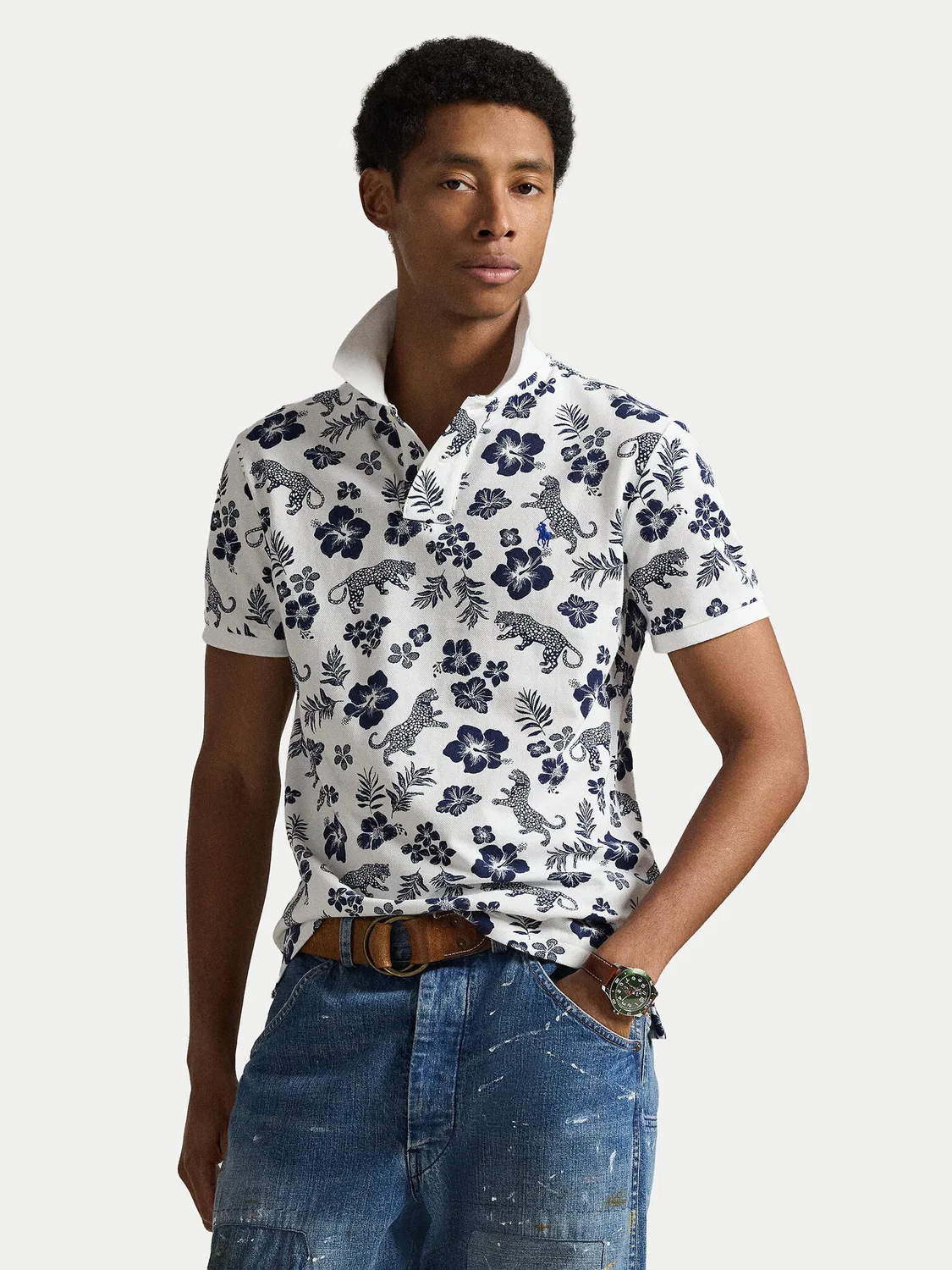 Мужское поло приталенного кроя Polo Ralph Lauren, белый