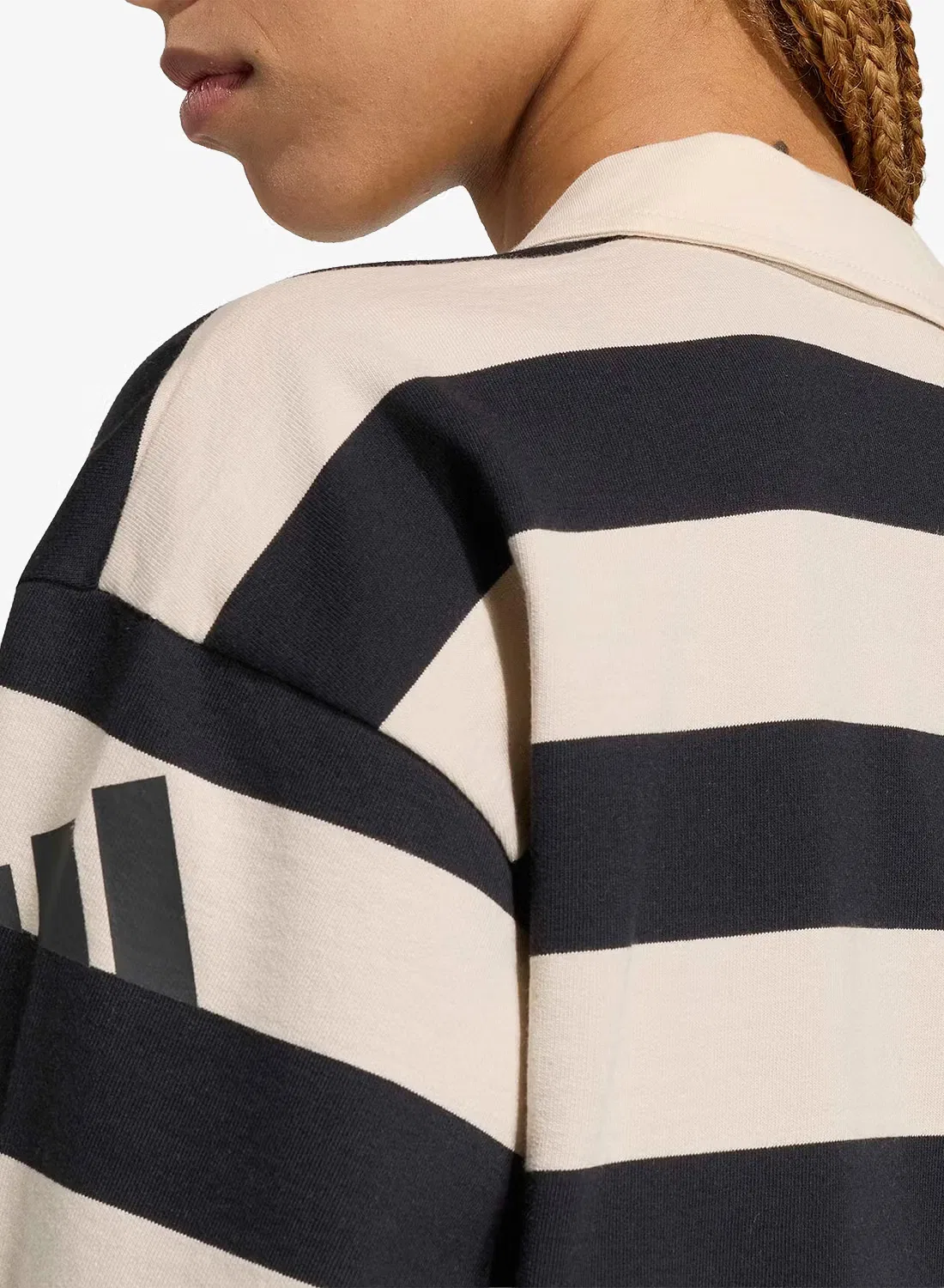 Лонгслив-поло свободного кроя Essential Contemporary French Terry, Adidas, черный — фото 4