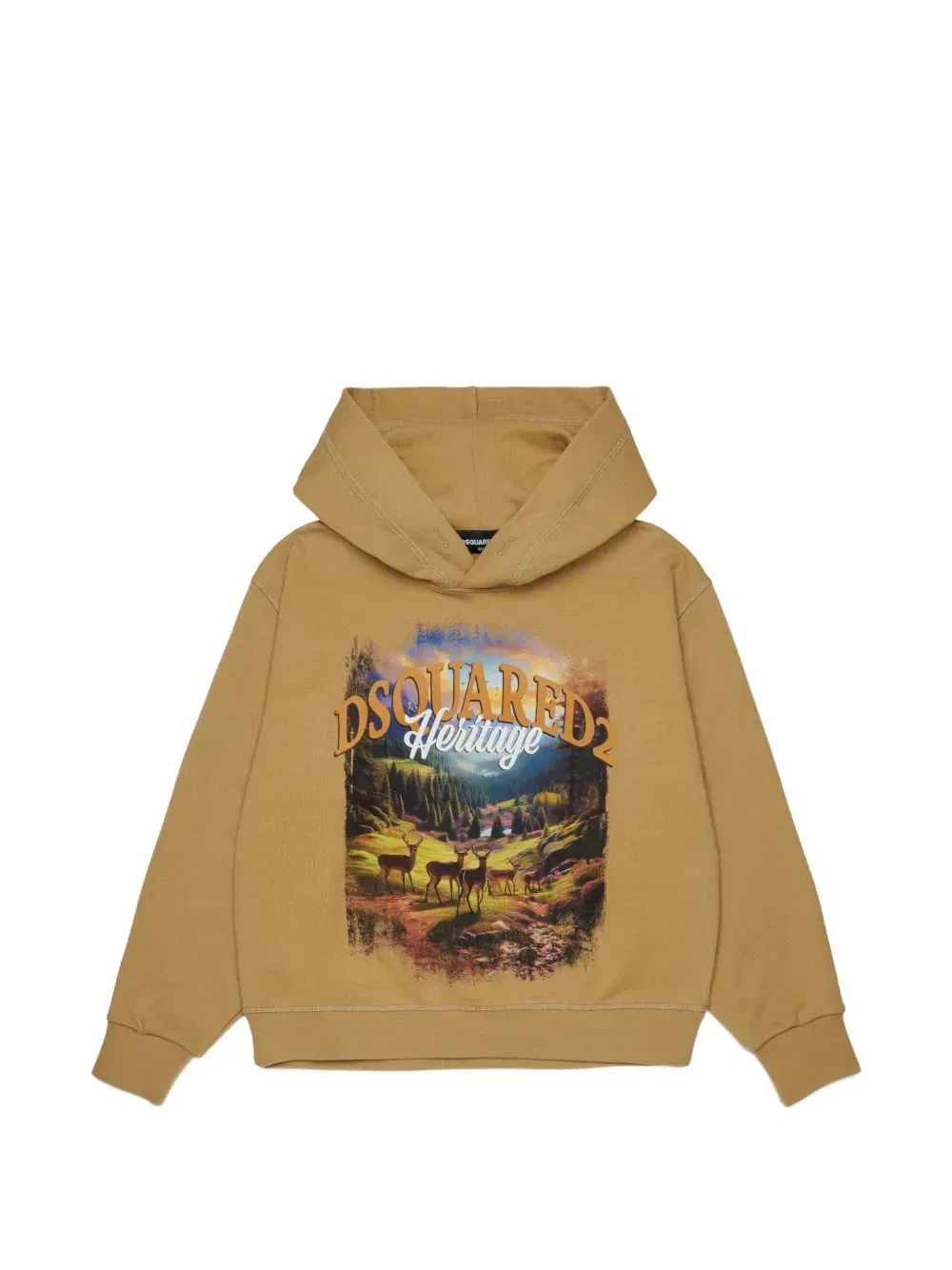 Худи с принтом и логотипом Dsquared2 Kids, бежевый
