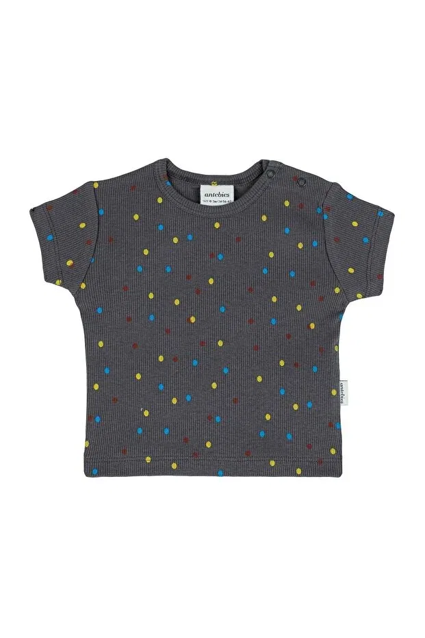 Детская футболка с принтом Night Lights Patterned T-Shirt Antebies, Gray — фото 2