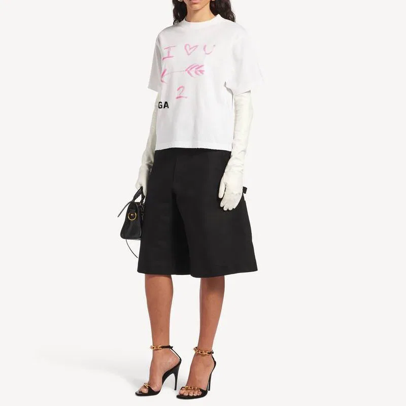 Женская футболка с круглым вырезом прямого кроя Balenciaga, White — фото 4