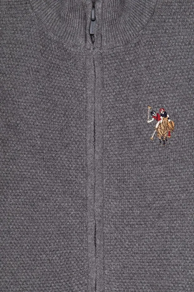 Детский кардиган для мальчиков хлопковый U.S. Polo Assn., Gray Melange — фото 3