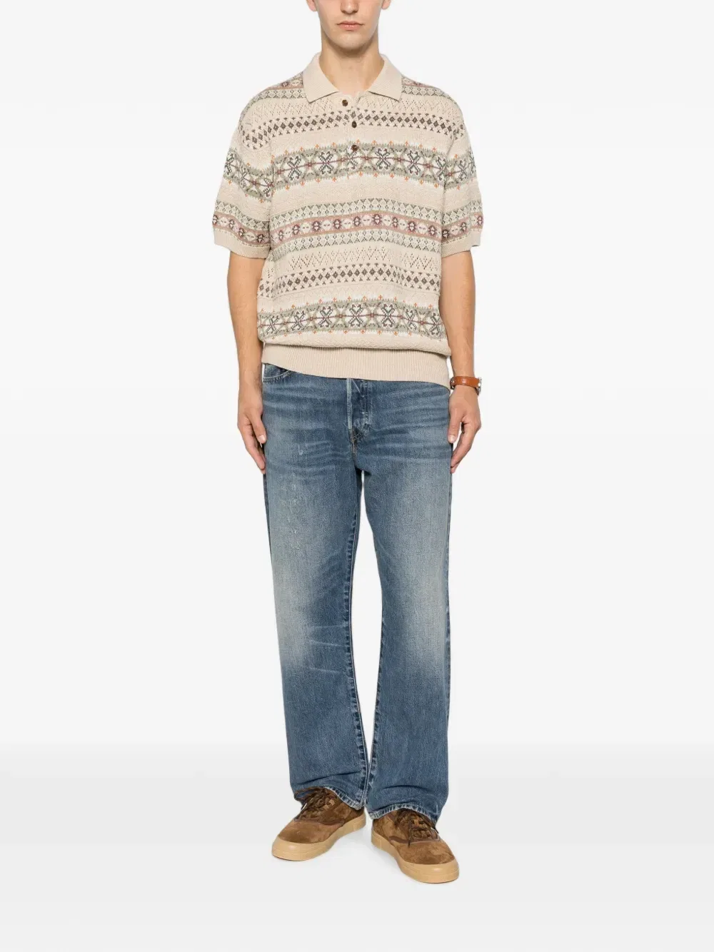 Рубашка-поло с короткими рукавами Fair Isle Polo Ralph Lauren, бежевый — фото 2