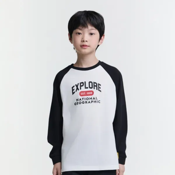 Футболка с длинным рукавом реглан National Geographic Kids, угольно-черный