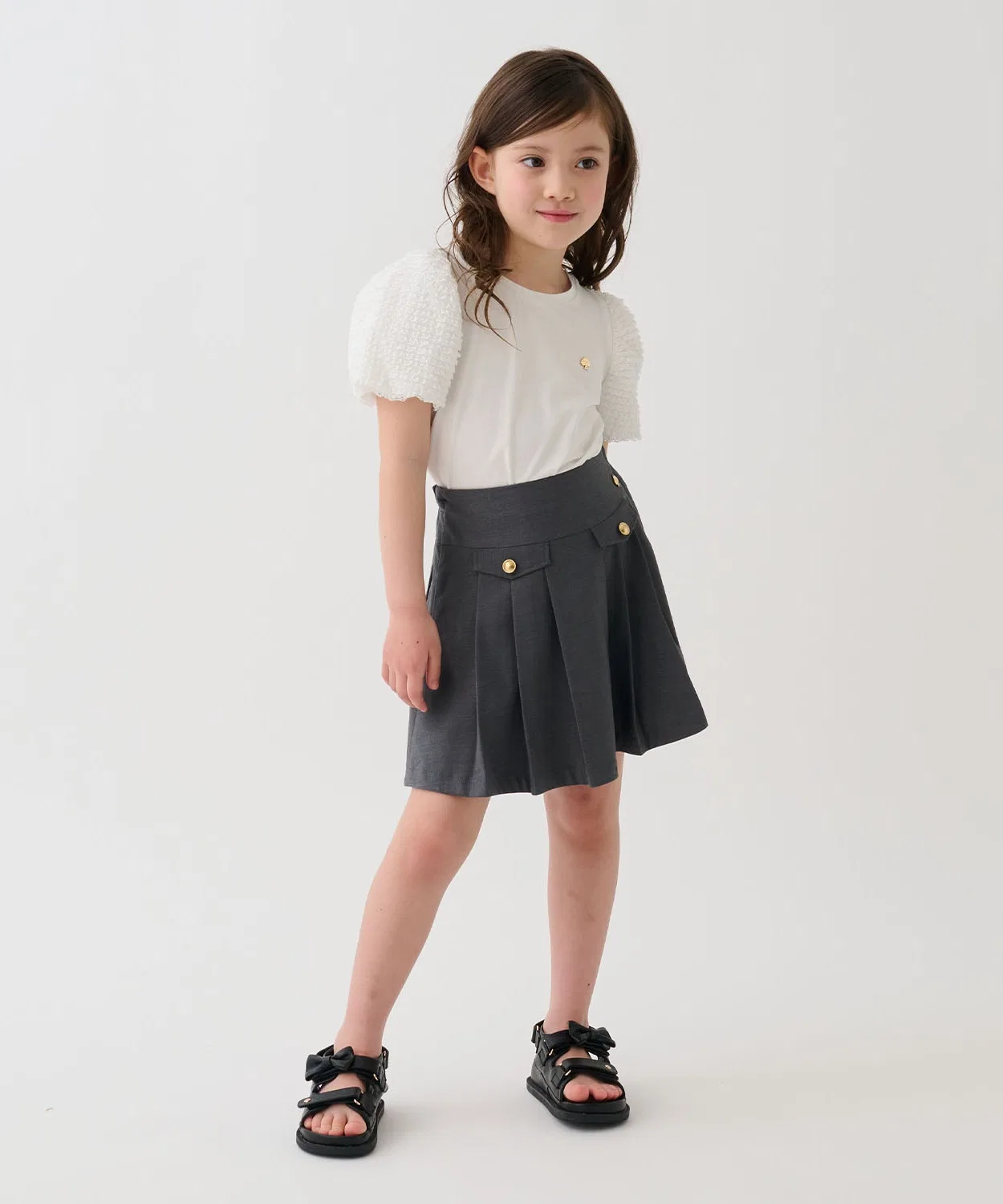 Детская юбка-плиссе с фальш-карманами kate spade new york kids, Charcoal — фото 2