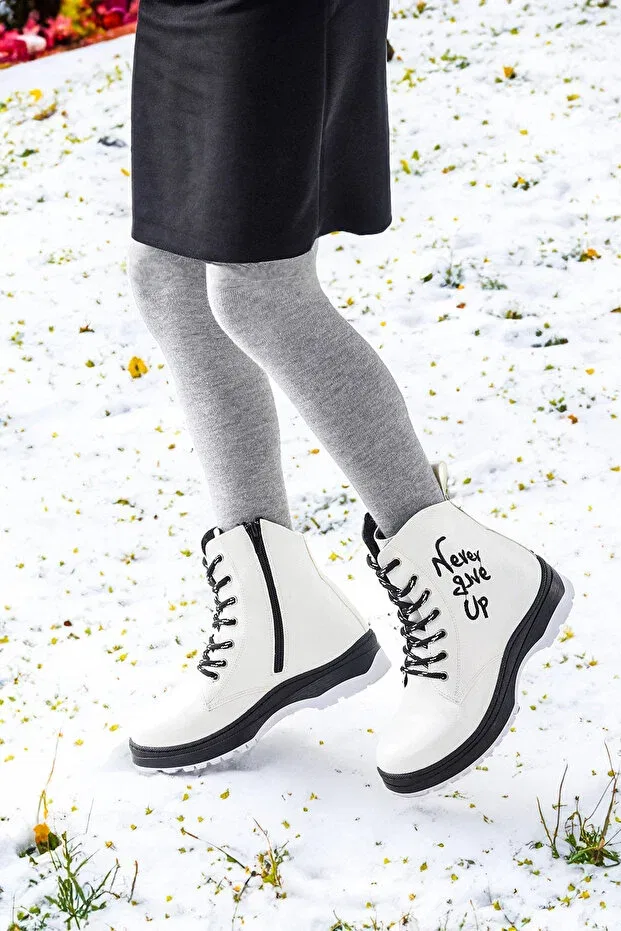 Детские ботинки для девочек термо Kiko Kids, White - Black — фото 3