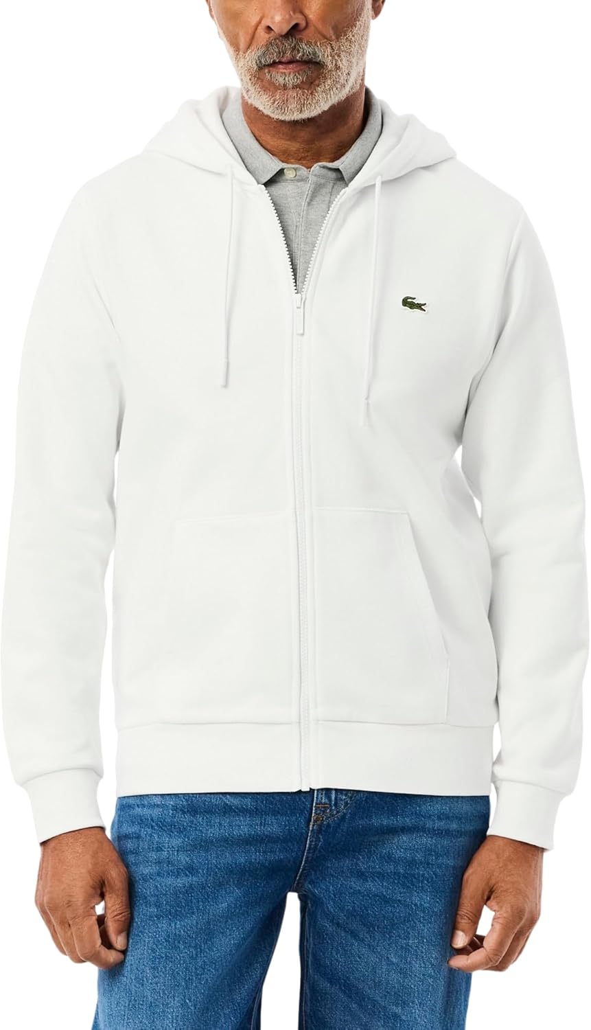 

Lacoste мужская флисовая толстовка с молнией до половины, White