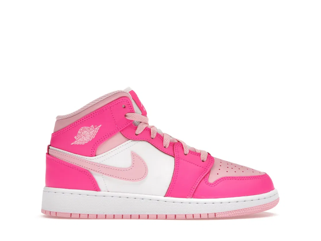 Детские кроссовки Lifestyle с цветным акцентом Jordan 1 Mid Fierce Pink Jordan, White/Medium Soft Pink/Fierce Pink